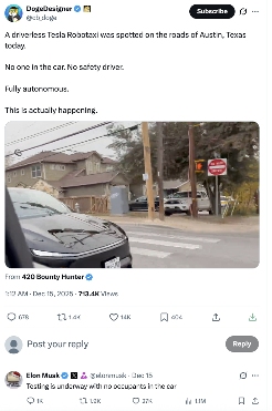 大停电后自动驾驶现出原形？Waymo趴窝，马斯克贴脸嘲讽(图6)