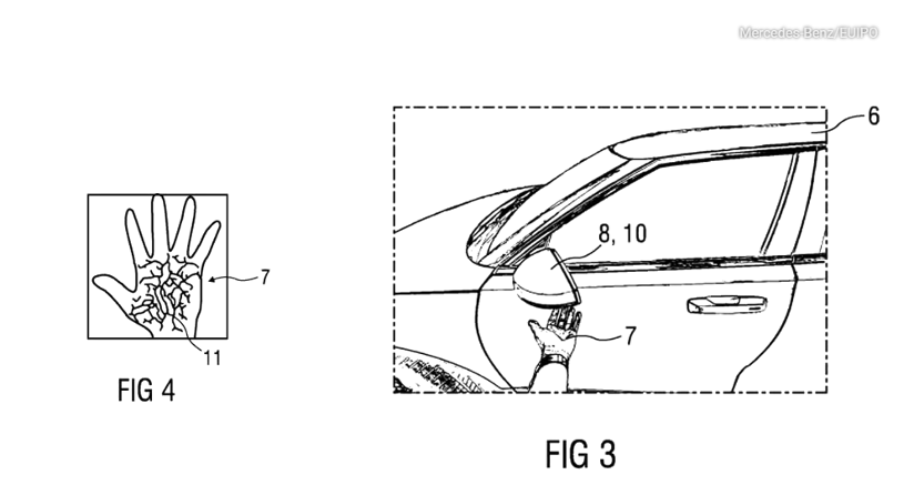 梅赛德斯-奔驰申请掌纹生物识别汽车门禁专利(图1)