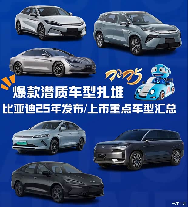 爆款潜质车型扎堆 比亚迪25年发布/上市重点车型汇总(图1)