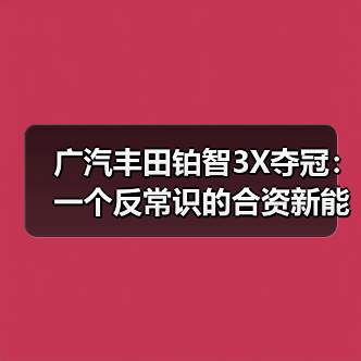 广汽丰田铂智3X夺冠：一个反常识的合资新能源样本(图2)