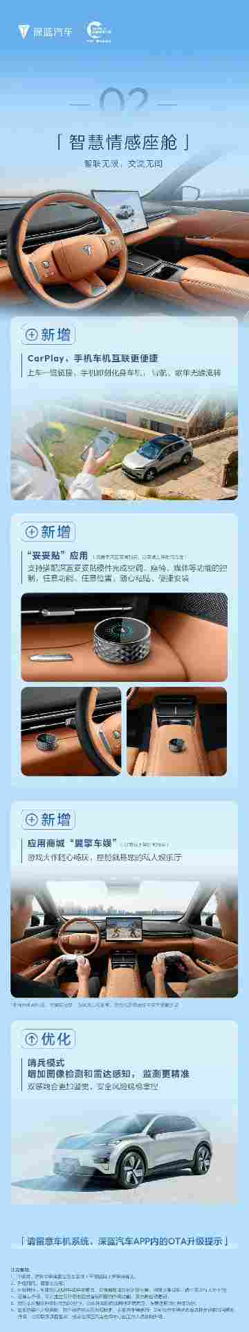 新增CarPlay等功能 深蓝S05开启OTA(图2)