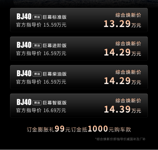 13.29万起 BJ40家族上新三款车型(图5)